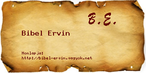 Bibel Ervin névjegykártya
